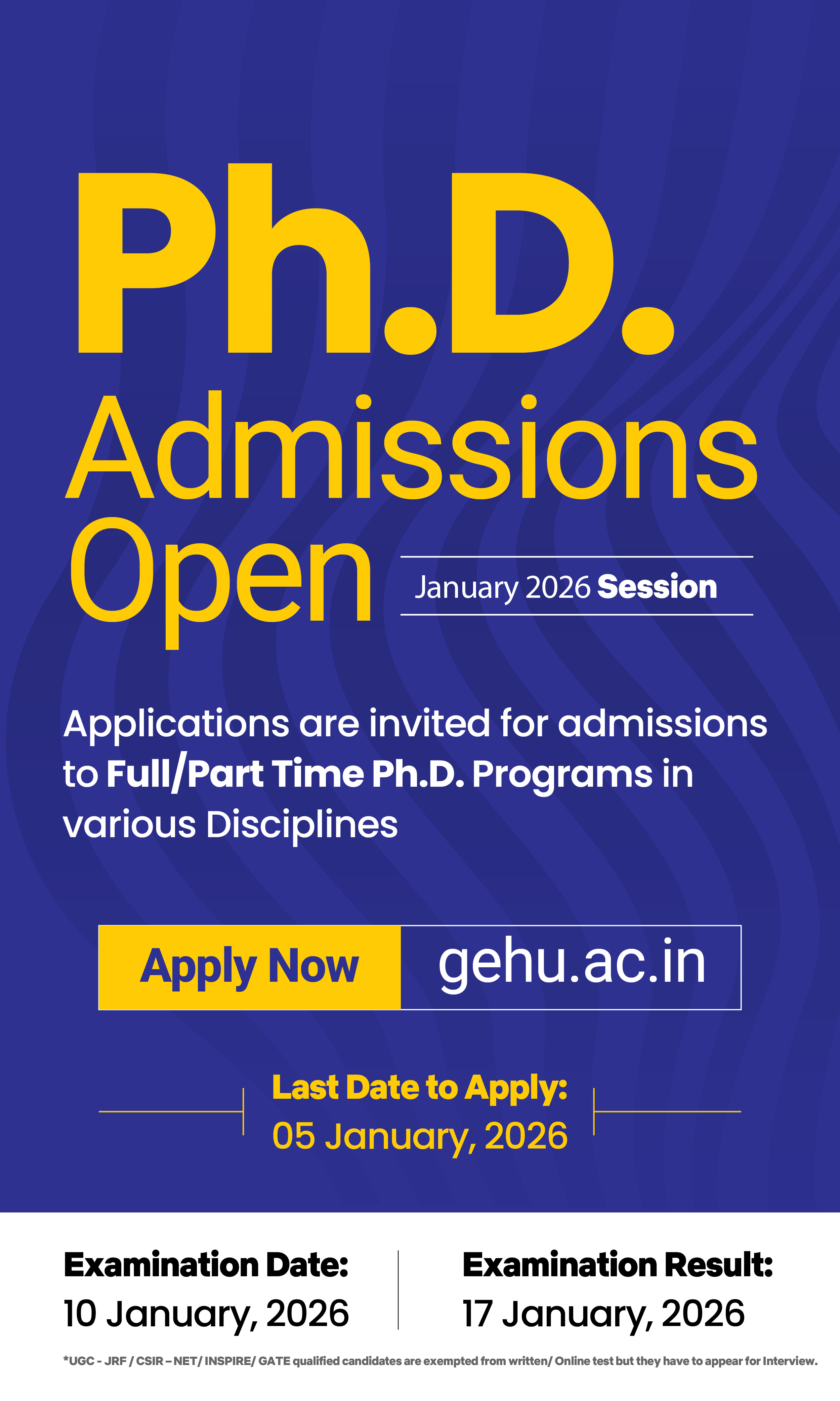 PHD admissions
